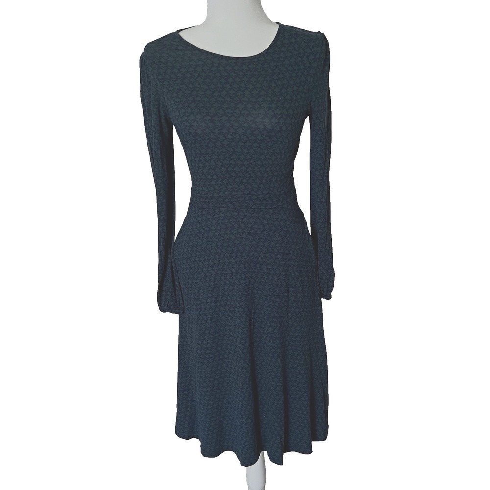 Boden Camille Jersey Midi Dress Size 4P Green Emerald Night Lily Sprig Modest